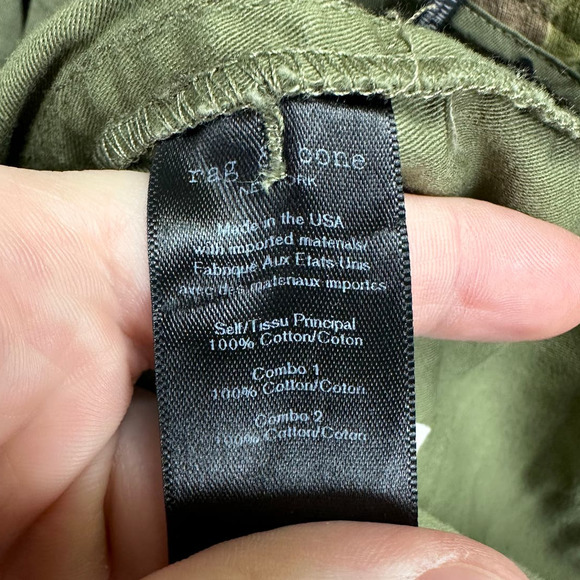 Rag Bone Shorts Mens 34 Olive Green Cotton Khakis Button Fly Flat Front Pockets - Picture 6 of 10